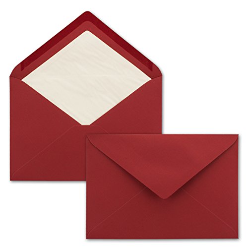 100x Brief-Umschläge C5 - Dunkel-Rot - gefüttert mit weißem Seidenpapier - 110 g/m² - 22,9 x 15,5 cm - Nassklebung von NEUSER PAPIER
