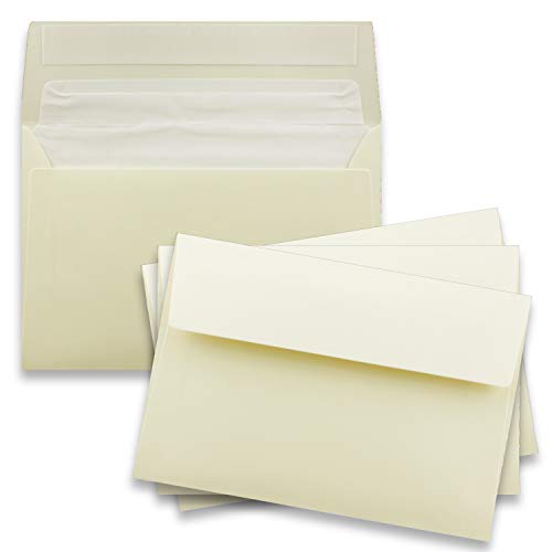 100x Brief-Umschläge DIN C6 in Vanille - gefüttert mit weissem Seiden-Futter - 11,4 x 16,2 cm - Brief-Kuverts für Grußkarten - 100Gramm pro m²- Haftklebung von NEUSER PAPIER