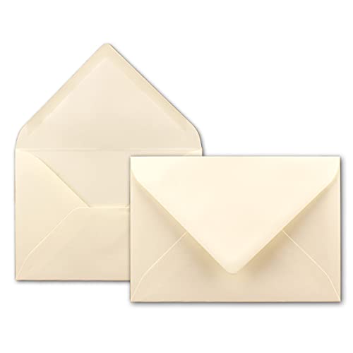 100x Brief-Umschläge in Creme - 80 g/m² - Kuverts in DIN B6 Format 12,5 x 17,6 cm - Nassklebung ohne Fenster von NEUSER PAPIER