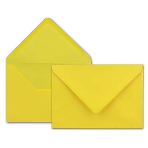 100x Brief-Umschläge in Gelb - 80 g/m² - Kuverts in DIN B6 Format 12,5 x 17,6 cm - Nassklebung ohne Fenster von NEUSER PAPIER