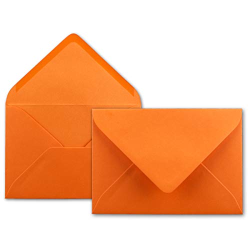 100x Brief-Umschläge in Orange - 80 g/m² - Kuverts in DIN B6 Format 12,5 x 17,6 cm - Nassklebung ohne Fenster von NEUSER PAPIER