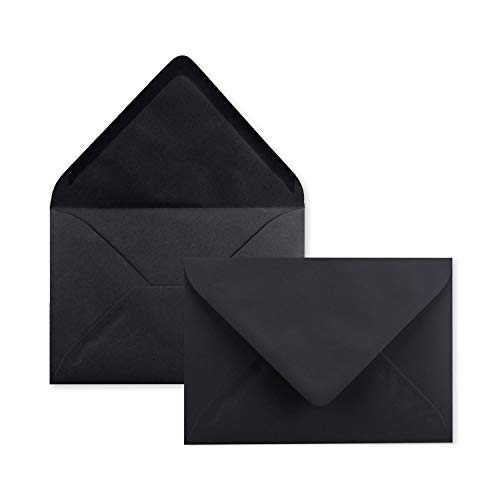 100x Brief-Umschläge in Schwarz - 80 g/m² - Kuverts in DIN B6 Format 12,5 x 17,6 cm - Nassklebung ohne Fenster von NEUSER PAPIER