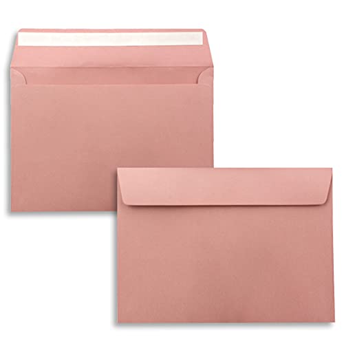 100x Briefumschläge DIN C5 Altrosa (Rosa) - 16,2 x 22,9 cm - Haftklebung - Edle Kuverts für große Einladungen und Karten zum Geburtstag oder Hochzeit von NEUSER PAPIER