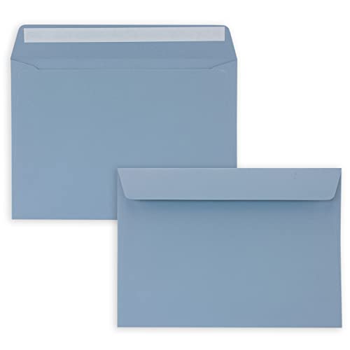 100x Briefumschläge DIN C5 Graublau (Blau) - 16,2 x 22,9 cm - Haftklebung - Edle Kuverts für große Einladungen und Karten zum Geburtstag oder Hochzeit von NEUSER PAPIER