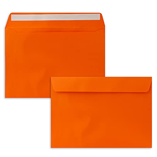 100x Briefumschläge DIN C5 Orange - 16,2 x 22,9 cm - Haftklebung - Edle Kuverts für große Einladungen und Karten zum Geburtstag oder Hochzeit von NEUSER PAPIER