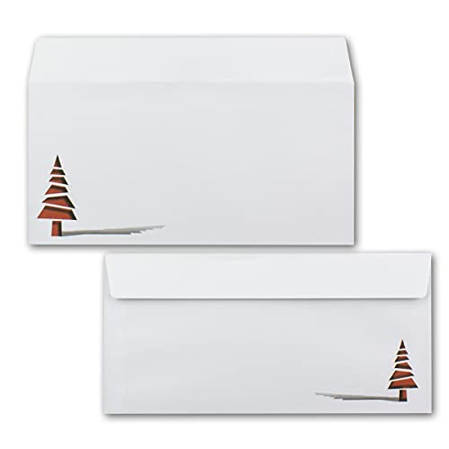 100x Briefumschläge DIN Lang in Creme mit roten Tannenbäumen - Haftklebung mit Abziehstreifen - 110 x 220 mm - 120 g/m² - Weihnachtsumschläge mit Motiv für Firmen und Privat 100x Briefumschläge DIN Lang in Creme mit roten Tannenbäumen - Haftklebung mit Abziehstreifen - 110 x 220 mm - 120 g/m² - Weihnachtsumschläge mit Motiv für Firmen und Privat von NEUSER PAPIER
