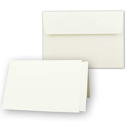 100x Kartenpaket DIN A6/C6 mit Faltkarten in Creme - 10,5 x 14,8 cm - Umschlag mit Haftklebung - Einlegeblätter in Creme - NEUSER PAPIER von NEUSER PAPIER