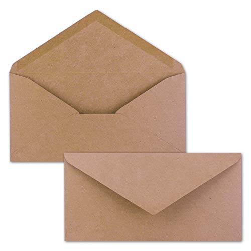 100x Kraftpapier-Umschläge DIN Lang - Rosa - Nassklebung 11 x 22 cm - Brief-Umschläge aus Recycling-Papier - Vintage Kuverts von NEUSER PAPIER von NEUSER PAPIER