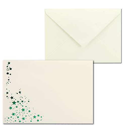 100x Weihnachts-Briefumschläge - DIN C6 - mit Grün-Metallic geprägtem Sternenregen -Farbe: Creme - Nassklebung, 90 g/m² - 114 x 162 mm - Marke: GUSTAV NEUSER 100x Weihnachts-Briefumschläge - DIN C6 - mit Grün-Metallic geprägtem Sternenregen -Farbe: Creme - Nassklebung, 90 g/m² - 114 x 162 mm - Marke: GUSTAV NEUSER von NEUSER PAPIER