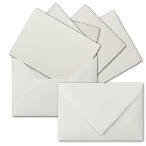 10x DIN A5 Kartenset aus echtem Büttenpapier - Einzelkarten ohne Falz mit DIN C5 Briefumschläge gefüttert - Naturweiß 10x DIN A5 Kartenset aus echtem Büttenpapier - Einzelkarten ohne Falz mit DIN C5 Briefumschläge gefüttert - Naturweiß von NEUSER PAPIER