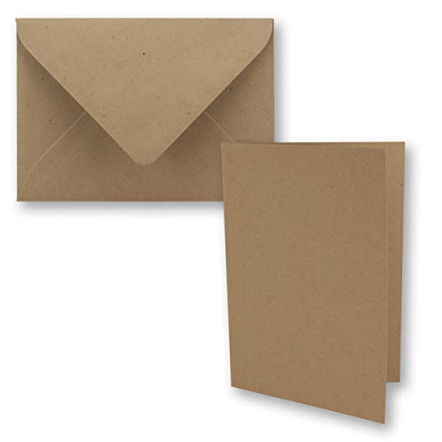 10x Vintage Kraftpapier Faltkarten SET - sandbraun (braun) - mit Umschlägen DIN B6-12 x 16,9 cm - blanko Recycling Klappkarten - GUSTAV NEUSER von NEUSER PAPIER
