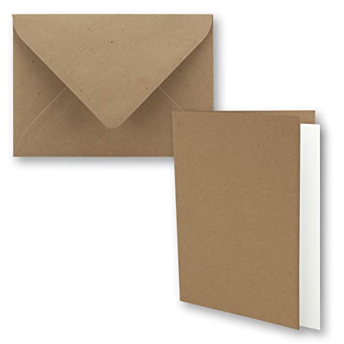 10x Vintage Kraftpapier Faltkarten SET - sandbraun (braun) - mit Umschlägen und Einlegern DIN B6-12 x 16,9 cm - blanko Recycling Klappkarten - GUSTAV NEUSER von NEUSER PAPIER