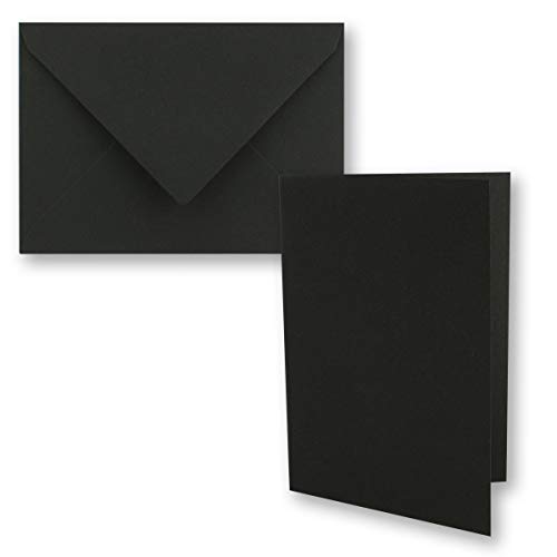 10x Vintage Kraftpapier Faltkarten SET - schwarz - mit Umschlägen DIN B6-12 x 16,9 cm - blanko Recycling Klappkarten - GUSTAV NEUSER von NEUSER PAPIER