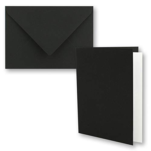 10x Vintage Kraftpapier Faltkarten SET - schwarz - mit Umschlägen und Einlegern DIN B6-12 x 16,9 cm - blanko Recycling Klappkarten - GUSTAV NEUSER von NEUSER PAPIER