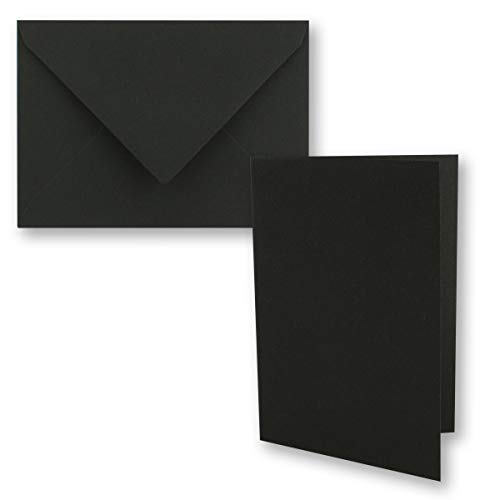10x schwarzes Vintage Kraftpapier Falt-Karten SET mit Umschlägen DIN A5-21 x 14,8 cm - Schwarz - Recycling - Klapp-Karten - blanko von NEUSER PAPIER