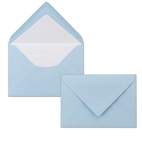 150 Briefumschläge Hellblau - DIN C6 - gefüttert mit weißem Seidenpapier - 80 g/m² - 11,4 x 16,2 cm - Nassklebung - NEUSER PAPIER von NEUSER PAPIER