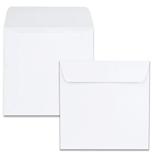 150 quadratische Briefumschläge Farbe: Weiß - 15,5 x 15,5 cm (155 x 155 mm) - Nassklebung mit gerader Klappe - 120 Gramm/m²- Marke: NEUSER PAPIER von NEUSER PAPIER