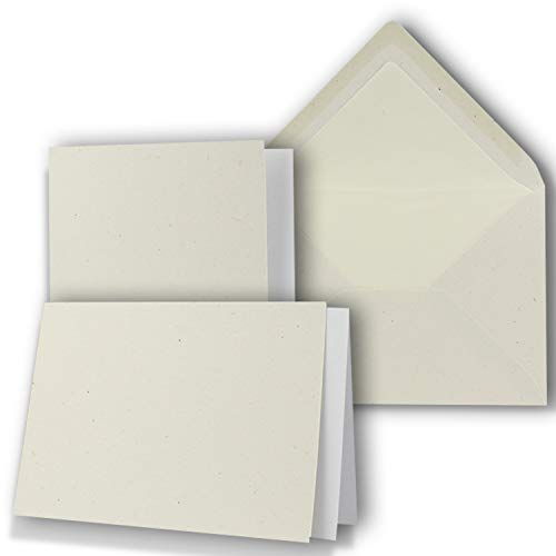 150 x Kartenpaket mit gefütterten Brief-Umschlägen und Einleger - DIN A6/C6 - Vanille - 10,5 x 14,8 cm - Nassklebung - NEUSER PAPIER von NEUSER PAPIER