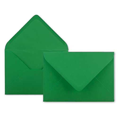150x Brief-Umschläge in Dunkel-Grün - 80 g/m² - Kuverts in DIN B6 Format 12,5 x 17,6 cm - Nassklebung ohne Fenster von NEUSER PAPIER