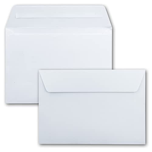 150x Briefumschläge 12 x 18 cm - ca DIN B6 mit Haftklebung, weiß, stabile 90 Gramm pro m², Umschläge für Grußkarten und Einladungen von NEUSER PAPIER