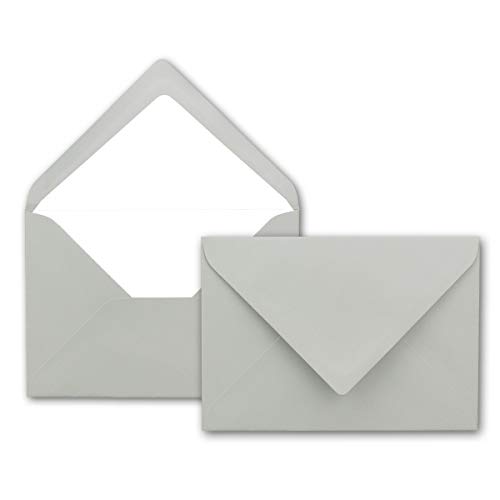 150x Kuverts in Hell-Grau - Brief-Umschläge in DIN B6-12,5 x 17,6 cm geripptes Papier - weißes Seidenfutter für Weihnachten & festliche Anlässe von NEUSER PAPIER