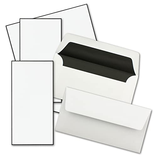 150x Trauerkarten Sets - DIN Lang Einzelkarten mit handgemachtem schwarzen Rand + Umschläge mit schwarzem Futter - Karten ohne Falz für Kondolenz 150x Trauerkarten Sets - DIN Lang Einzelkarten mit handgemachtem schwarzen Rand + Umschläge mit schwarzem Futter - Karten ohne Falz für Kondolenz von NEUSER PAPIER