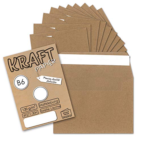 150x Vintage-Umschläge DIN B6 125 x 176 mm Kraftpapier 120 g/m² braun Recycling Brief-Umschläge Haftklebung - UmWelt by GUSTAV NEUSER von NEUSER PAPIER