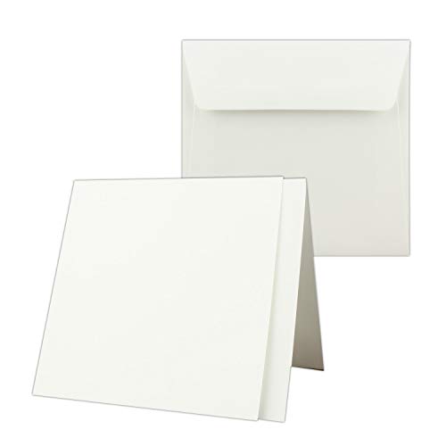 150x creme-weißes Quadratisches Falt-Karten-Set mit Brief-Umschlägen & Einlege-Blätter - 15,0 x 15,0cm - Papier-Bastel-Set - GUSTAV NEUSER® von NEUSER PAPIER