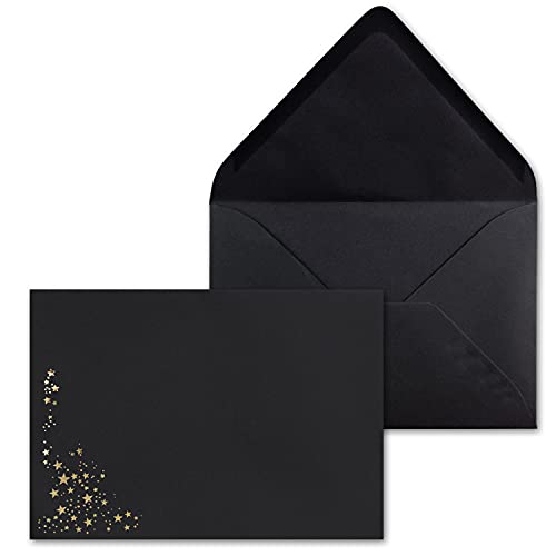 15x Weihnachts-Briefumschläge - DIN C5 - mit Gold-Metallic geprägtem Sternenregen, festlich matter Umschlag in Schwarz - Nassklebung, 110 g/m² - 154 x 220 mm - Marke: GUSTAV NEUSER 15x Weihnachts-Briefumschläge - DIN C5 - mit Gold-Metallic geprägtem Sternenregen, festlich matter Umschlag in Schwarz - Nassklebung, 110 g/m² - 154 x 220 mm - Marke: GUSTAV NEUSER von NEUSER PAPIER