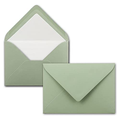 200 Briefumschläge Eukalyptus (Grün) - DIN C6 - gefüttert mit weißem Seidenpapier - 100 g/m² - 11,4 x 16,2 cm - Nassklebung - NEUSER PAPIER von NEUSER PAPIER