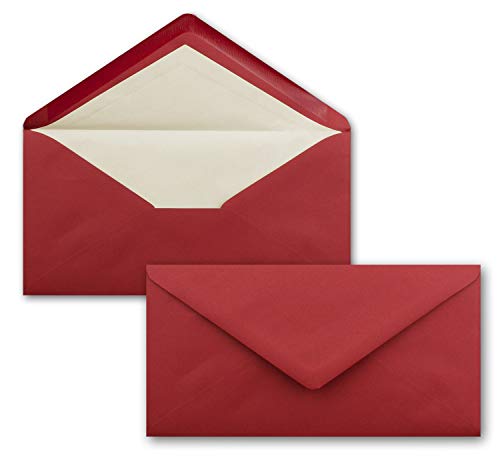 200 x DIN Lang Briefumschläge - Dunkel-Rot mit weißem Seidenfutter - 11x22 cm - 80 g/m² - ideal für Einladungen, Weihnachtskarten, Glückwunschkarten aus der Serie Farbenfroh 200 x DIN Lang Briefumschläge - Dunkel-Rot mit weißem Seidenfutter - 11x22 cm - 80 g/m² - ideal für Einladungen, Weihnachtskarten, Glückwunschkarten aus der Serie Farbenfroh von NEUSER PAPIER