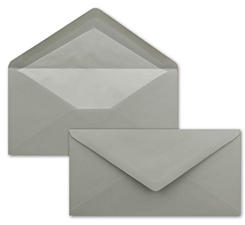 200 x DIN Lang Briefumschläge - Hell-Grau mit weißem Seidenfutter - 11x22 cm - 80 g/m² - ideal für Einladungen, Weihnachtskarten, Glückwunschkarten aus der Serie Farbenfroh 200 x DIN Lang Briefumschläge - Hell-Grau mit weißem Seidenfutter - 11x22 cm - 80 g/m² - ideal für Einladungen, Weihnachtskarten, Glückwunschkarten aus der Serie Farbenfroh von NEUSER PAPIER