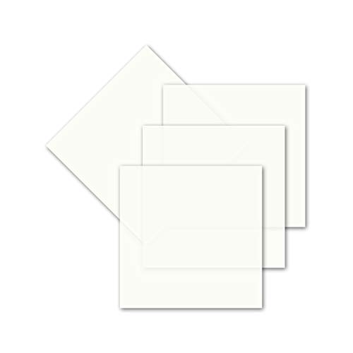 200x einfaches Einlege-Papier für quadratische Karten - transparent-weiß - 120 x 120 mm - ohne Falz - hochwertig mattes Papier von GUSTAV NEUSER von NEUSER PAPIER