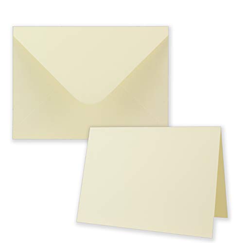 20x Faltkarten-Set inklusive Briefumschläge größer als DIN B6 - Übergröße - Blanko Einladungs-Karten in Creme mit Struktur-Prägung - Klappkarten mit geprägtem Muster von NEUSER PAPIER