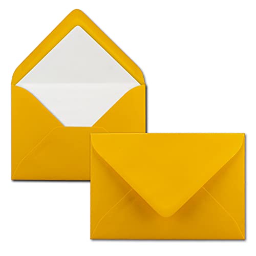 25 Briefumschläge Goldgelb (Gelb, Matt) - DIN C6 - gefüttert mit weißem Seidenpapier - 100 g/m² - 11,4 x 16,2 cm - Nassklebung - NEUSER PAPIER von NEUSER PAPIER