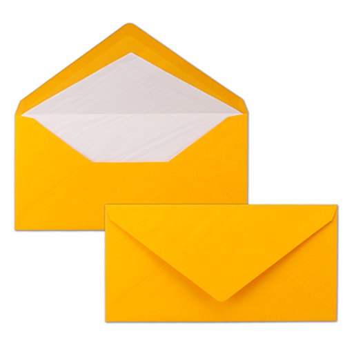 25 x DIN Lang Briefumschläge - Orange mit weißem Seidenfutter - 11x22 cm - 80 g/m² - ideal für Einladungen, Weihnachtskarten, Glückwunschkarten aus der Serie Farbenfroh von NEUSER PAPIER