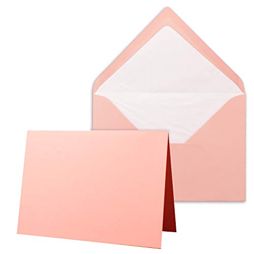 25 x Kartenpaket mit gefütterten Brief-Umschlägen - gerippt - DIN A6/C6 - Altrosa - 10,5 x 14,8 cm - Nassklebung - NEUSER PAPIER von NEUSER PAPIER
