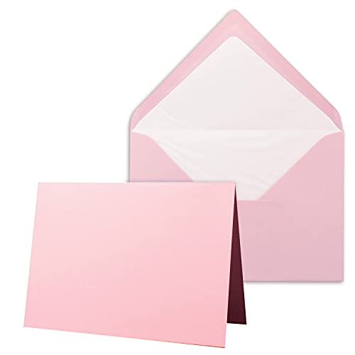 25 x Kartenpaket mit gefütterten Brief-Umschlägen - gerippt - DIN A6/C6 - Rosa - 10,5 x 14,8 cm - Nassklebung - NEUSER PAPIER von NEUSER PAPIER
