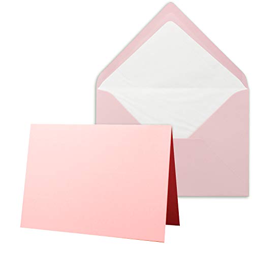 25 x Kartenpaket mit gefütterten Brief-Umschlägen - gerippt - DIN B6 - Rosa - 12 x 17 cm - Nassklebung - NEUSER PAPIER von NEUSER PAPIER