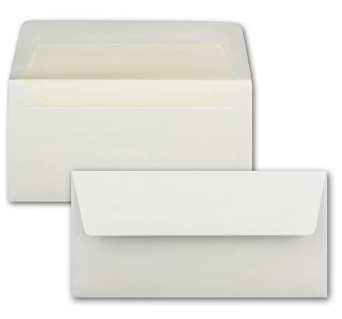 250 Briefumschläge Weiß - DIN Lang - gefüttert mit naturweißem Seidenpapier - 22 x 11 cm - Nassklebung, gerade Klappe - Ideal für Einladungen und Grüße zu Geburtstag und Weihnachten 250 Briefumschläge Weiß - DIN Lang - gefüttert mit naturweißem Seidenpapier - 22 x 11 cm - Nassklebung, gerade Klappe - Ideal für Einladungen und Grüße zu Geburtstag und Weihnachten von NEUSER PAPIER