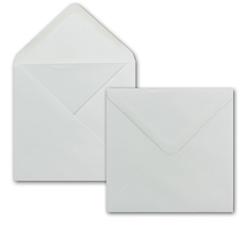 250 x Briefumschlag Quadratisch 15 x 15 cm in Weiß - 100g/m²- Nassklebung mit spitzer Verschlussklappe - Für ganz besondere Anlässe von NEUSER PAPIER