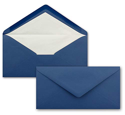 250 x DIN Lang Briefumschläge - Dunkel-Blau mit weißem Seidenfutter - 11x22 cm - 80 g/m² - ideal für Einladungen, Weihnachtskarten, Glückwunschkarten aus der Serie Farbenfroh 250 x DIN Lang Briefumschläge - Dunkel-Blau mit weißem Seidenfutter - 11x22 cm - 80 g/m² - ideal für Einladungen, Weihnachtskarten, Glückwunschkarten aus der Serie Farbenfroh von NEUSER PAPIER