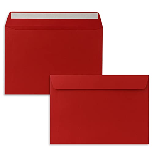250x Briefumschläge DIN C5 Rosenrot (Rot) - 16,2 x 22,9 cm - Haftklebung - Edle Kuverts für große Einladungen und Karten zum Geburtstag oder Hochzeit von NEUSER PAPIER