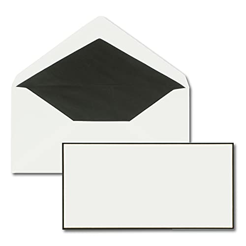 250x Trauerumschläge DIN LANG - Briefumschläge für Kondolenz mit handgemachtem schwarzem Trauer-Rand und schwarzem Seidenfutter von NEUSER PAPIER