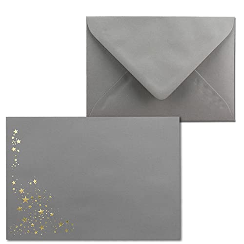 250x Weihnachts-Briefumschläge - DIN B6 - mit Gold-Metallic geprägtem Sternenregen -Farbe: Grau, Nassklebung, 120 g/m² - 120 x 176 mm - Marke: GUSTAV NEUSER 250x Weihnachts-Briefumschläge - DIN B6 - mit Gold-Metallic geprägtem Sternenregen -Farbe: Grau, Nassklebung, 120 g/m² - 120 x 176 mm - Marke: GUSTAV NEUSER von NEUSER PAPIER