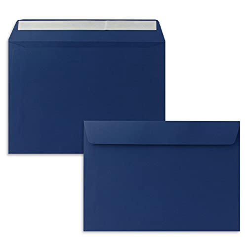 25x Briefumschläge DIN C5 Dunkelblau (Blau) - 16,2 x 22,9 cm - Haftklebung - Edle Kuverts für große Einladungen und Karten zum Geburtstag oder Hochzeit von NEUSER PAPIER