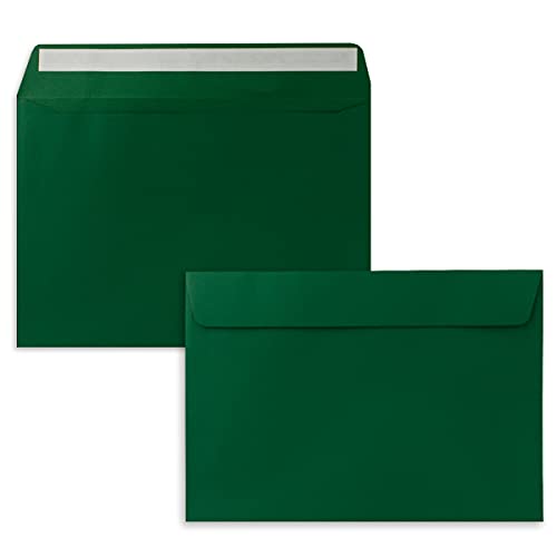 25x Briefumschläge DIN C5 Dunkelgrün (Grün) - 16,2 x 22,9 cm - Haftklebung - Edle Kuverts für große Einladungen und Karten zum Geburtstag oder Hochzeit von NEUSER PAPIER