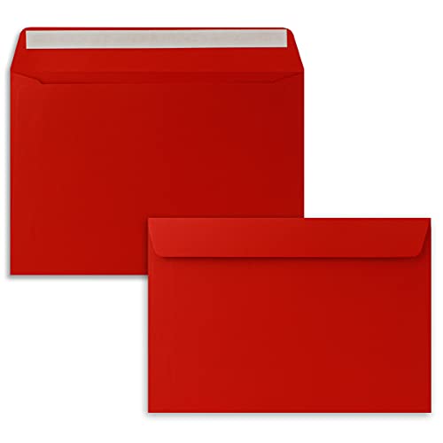 25x Briefumschläge DIN C5 Rot - 16,2 x 22,9 cm - Haftklebung - Edle Kuverts für große Einladungen und Karten zum Geburtstag oder Hochzeit von NEUSER PAPIER