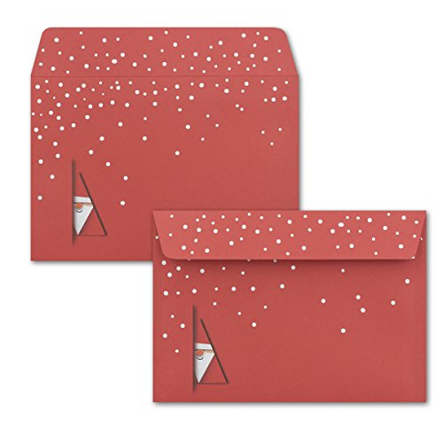 25x Briefumschläge DIN C6 in Rot mit Weihnachtsmann Motiv - Haftklebung mit Abziehstreifen - 114 x 162 mm - 80 g/m² - Weihnachtsumschläge mit Motiv für Firmen und Privat 25x Briefumschläge DIN C6 in Rot mit Weihnachtsmann Motiv - Haftklebung mit Abziehstreifen - 114 x 162 mm - 80 g/m² - Weihnachtsumschläge mit Motiv für Firmen und Privat von NEUSER PAPIER