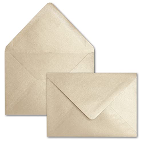 25x DIN C6 Briefumschläge, Taupe (Gold-Braun) mit Metallic Effekt, 114 x 162 mm, 90 g/m², beidseitig beschichtet mit Perlmutt-Effekt, Nassklebung, für Einladungen, Geburtstag, Taufe von NEUSER PAPIER